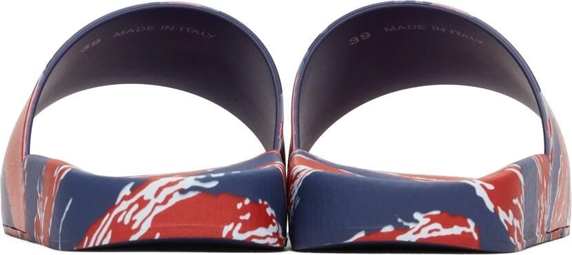 Moncler Red & Blue Tiger Stripe Basile Slides - Picture 2