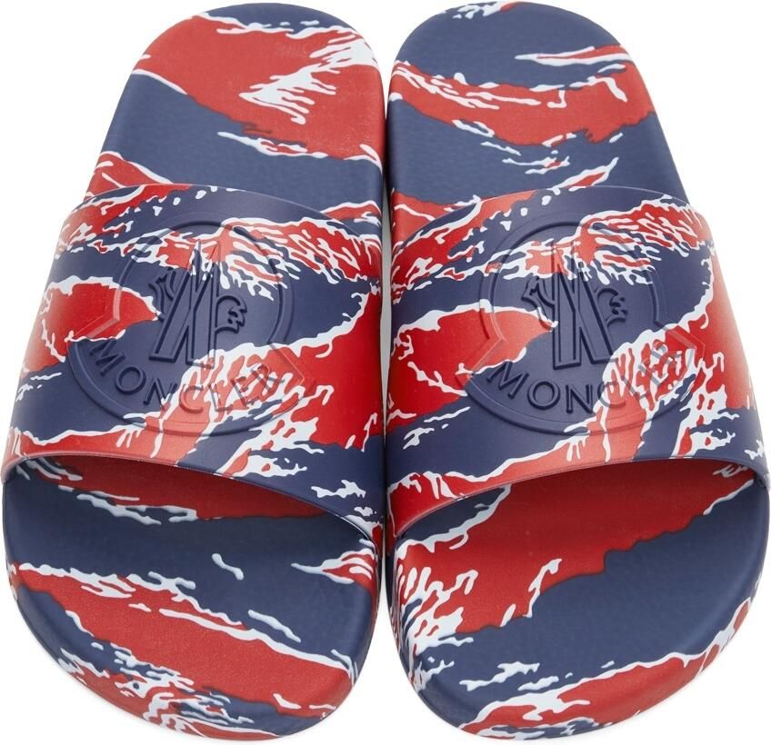 Moncler Red & Blue Tiger Stripe Basile Slides