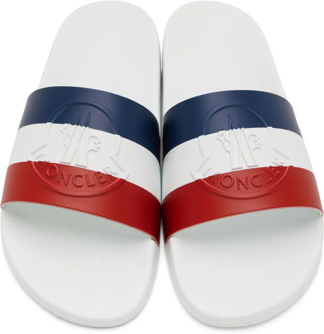 Moncler White Basile Slides