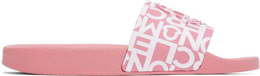 Moncler Pink Embossed Slides - Picture 5