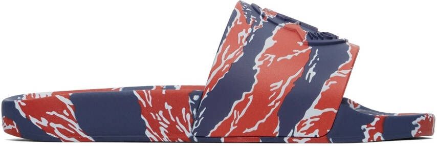 Moncler Red & Blue Tiger Stripe Basile Slides - Picture 5