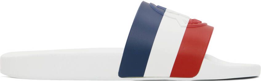 Moncler White Basile Slides - Picture 5