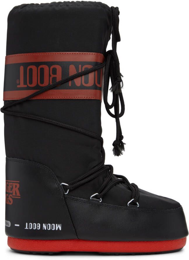 Moon Boot Black & Red Stranger Things Upside Down Boots - Picture 5