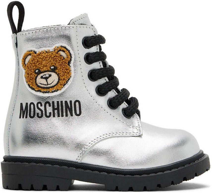 Moschino Baby Silver Teddy Boots - Picture 4