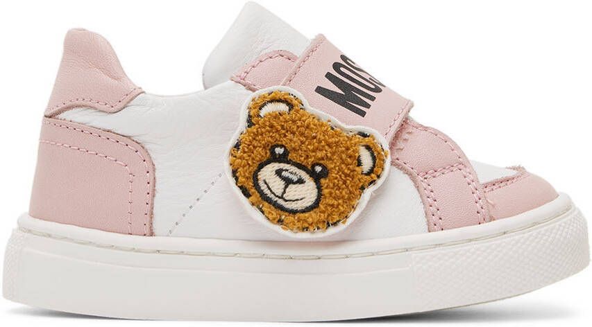 Moschino Baby White & Pink Teddy Sneakers - Picture 4