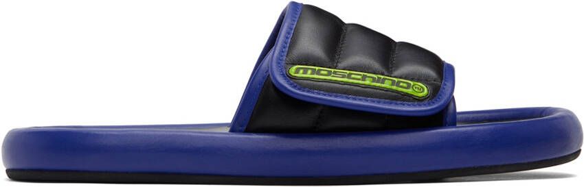 Moschino Black & Blue Logo Slides - Picture 5