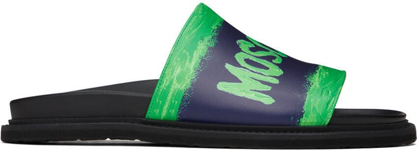 Moschino Black & Green Logo Sandals - Picture 5