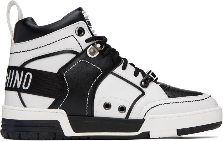 Moschino Black & White Streetball Asymmetrical Sneakers - Picture 5
