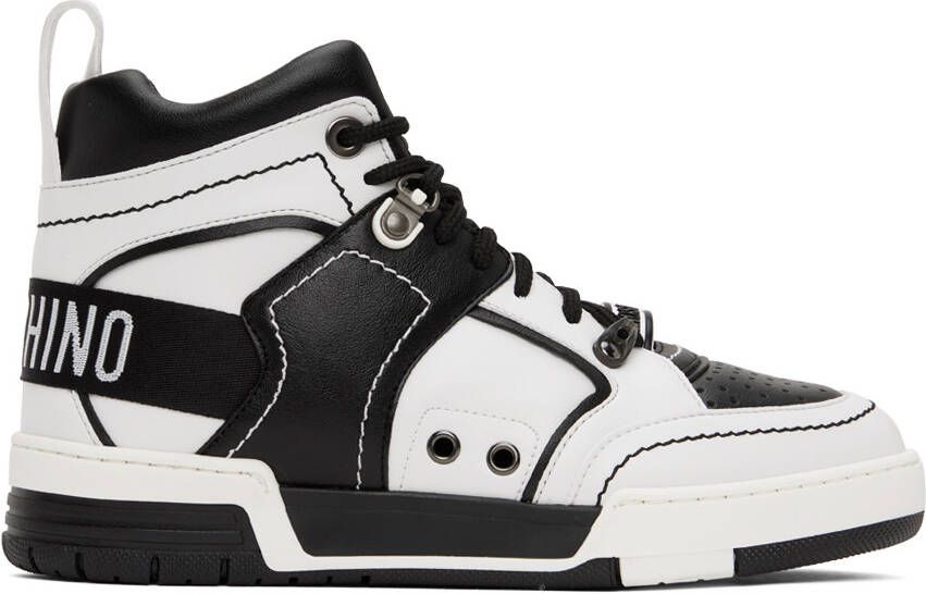 Moschino Black & White Streetball Sneakers - Picture 5