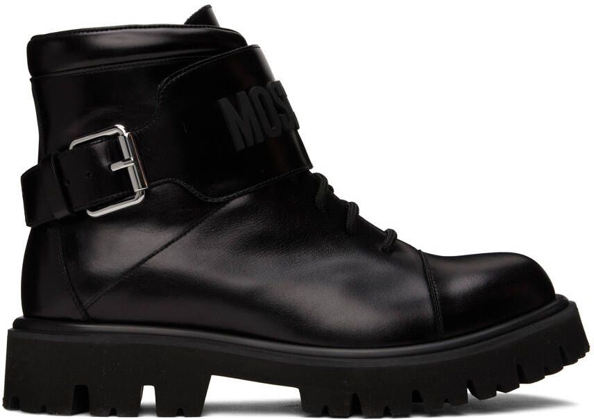 Moschino Black Buckle Boots - Picture 5