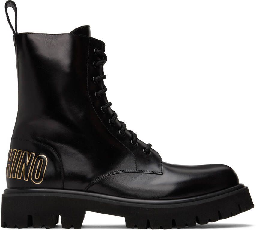 Moschino Black Combat Boots - Picture 4