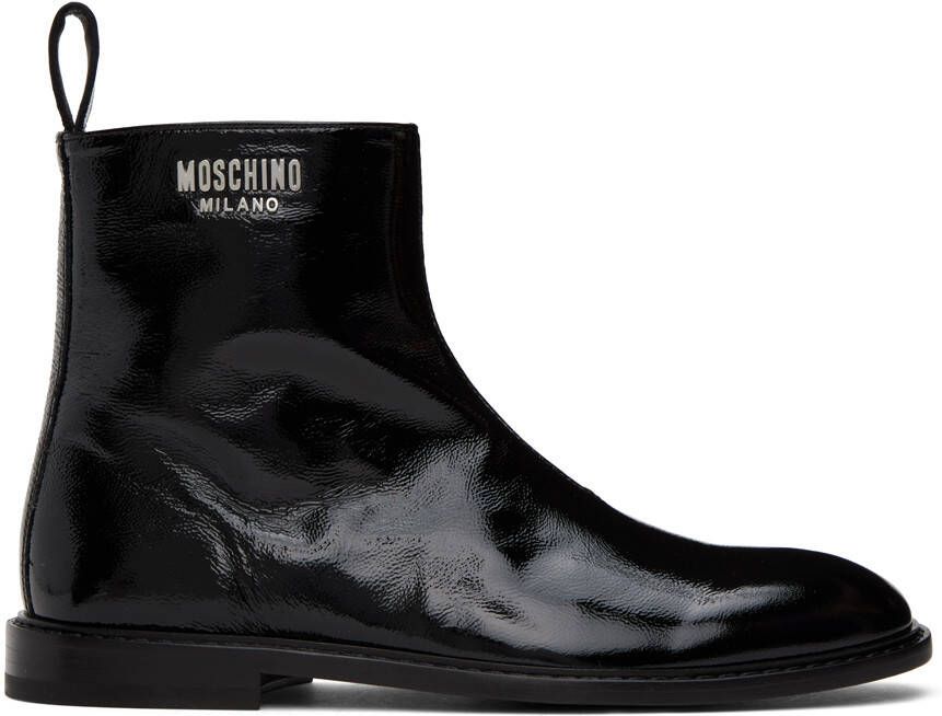 Moschino Black Crinkled Boots - Picture 5