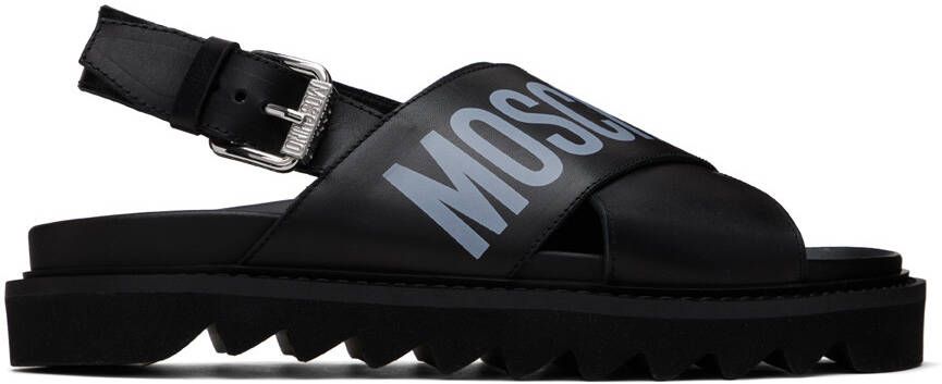 Moschino Black Criss-Cross Sandals - Picture 5