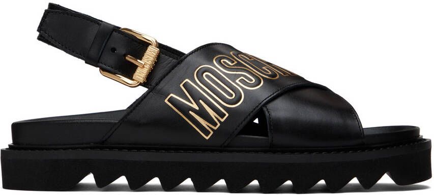 Moschino Black Criss-Cross Sandals - Picture 5