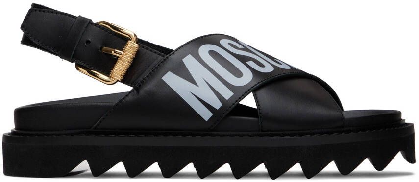 Moschino Black Criss-Cross Sandals - Picture 5