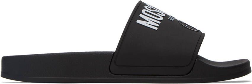 Moschino Black Double Smiley Slides - Picture 5