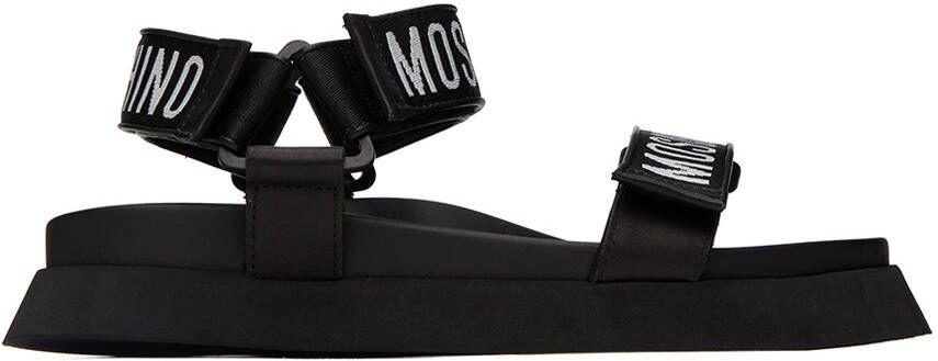 Moschino Black Jacquard Logo Sandals - Picture 5