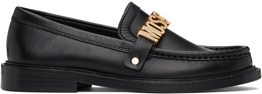 Moschino Black Jewel Logo Loafers - Picture 5