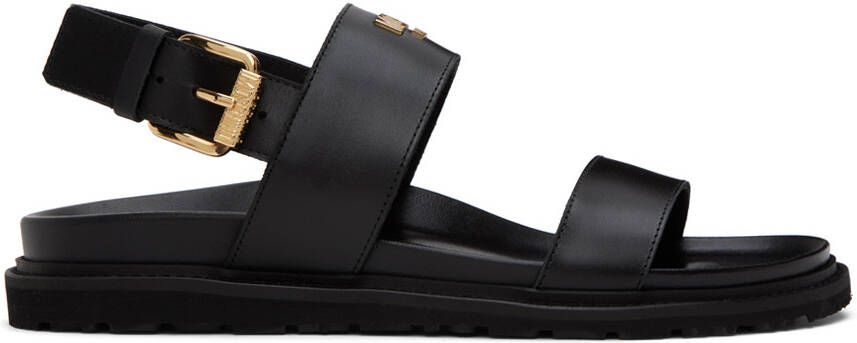 Moschino Black Leather Sandals - Picture 5