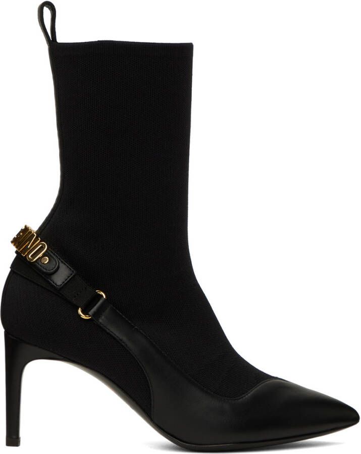 Moschino Black Logo Ankle Boots - Picture 5