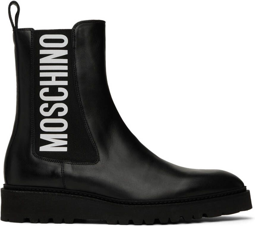 Moschino Black Logo Chelsea Boots - Picture 5