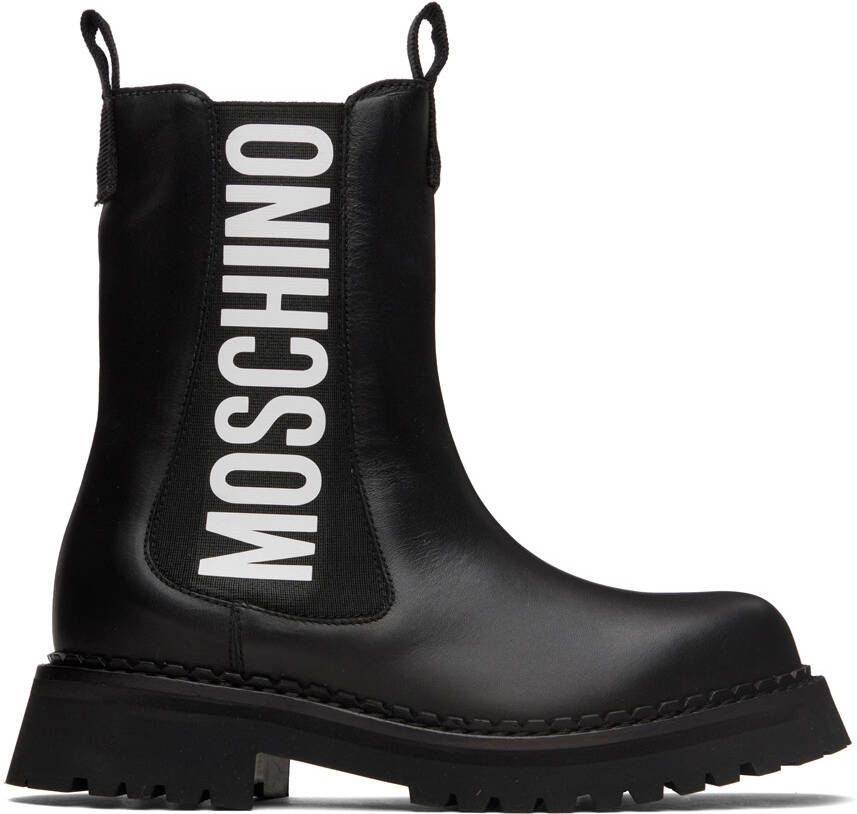 Moschino Black Logo Chelsea Boots - Picture 5