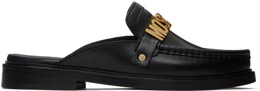 Moschino Black Logo Lettering Loafers - Picture 5