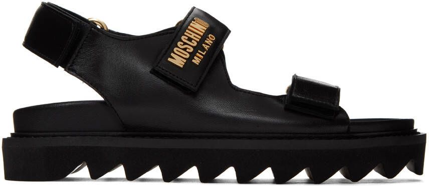 Moschino Black Logo Platform Sandals - Picture 4