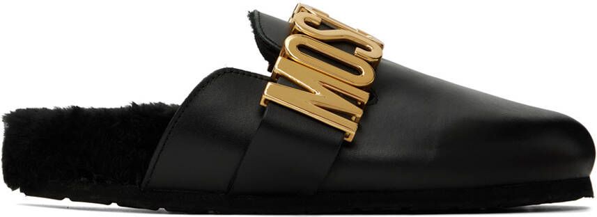 Moschino Black Logo Sabot Mules