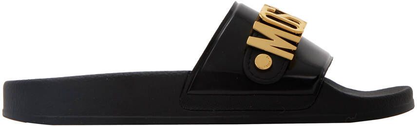 Moschino Black Logo Slides - Picture 5