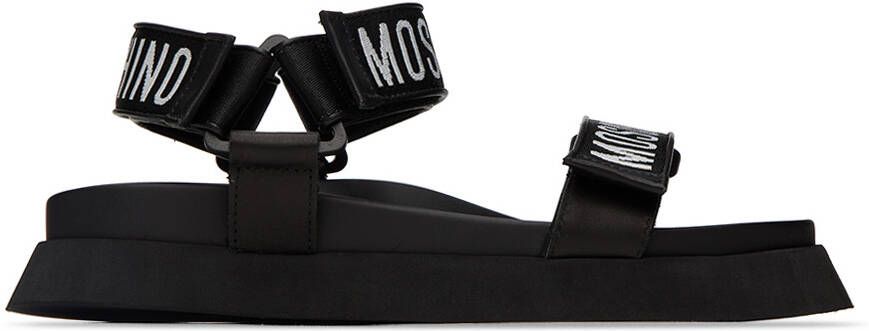 Moschino Black Logo Tape Sandals - Picture 5