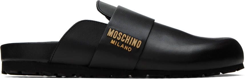 Moschino Black Metal Logo Slippers - Picture 5