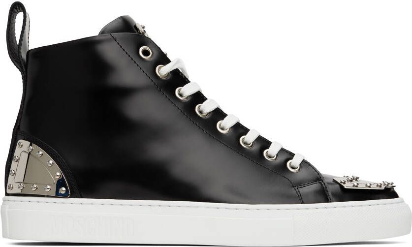 Moschino Black Metal Plaque Sneakers - Picture 5