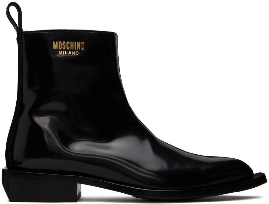 Moschino Black Pointed Toe Boots - Picture 5