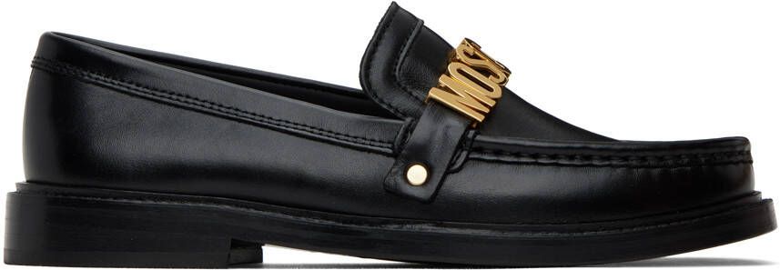 Moschino Black Polished Calfskin Loafers - Picture 5