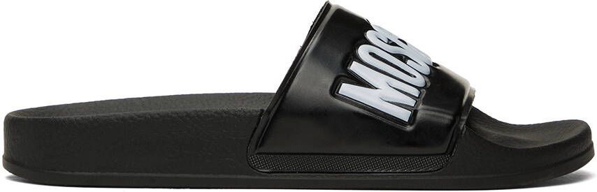 Moschino Black Pool Slides - Picture 5