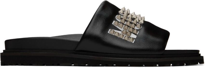 Moschino Black Studded Logo Slides - Picture 5