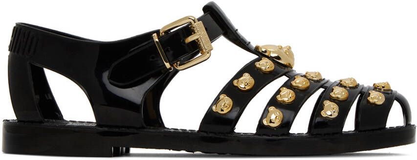 Moschino Black Teddy Studs Jelly Sandals - Picture 5