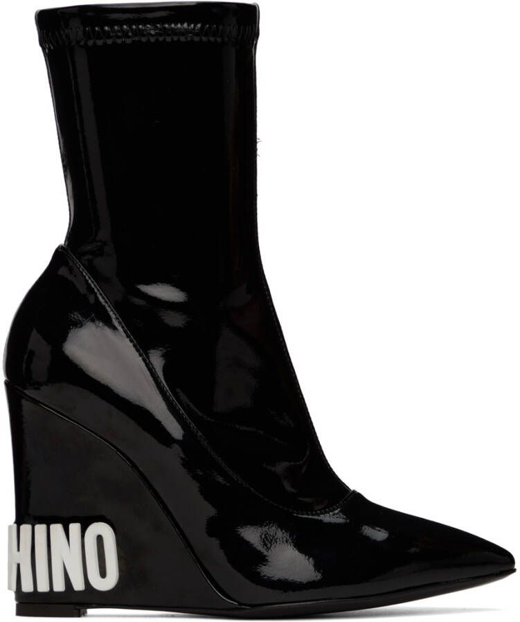 Moschino Black Wedge Ankle Boots