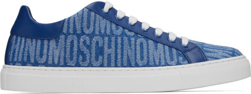 Moschino Blue All-Over Logo Denim Sneakers - Picture 5