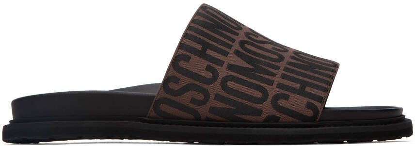 Moschino Brown & Black Jacquard Logo Sandals - Picture 5