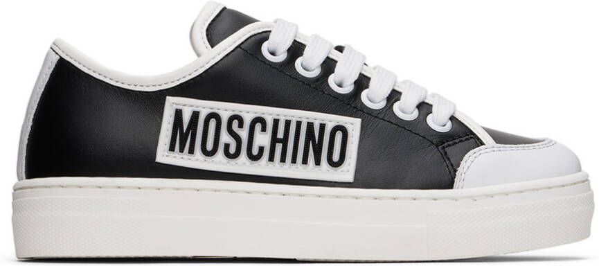 Moschino Kids Black & White Paneled Sneakers - Picture 4