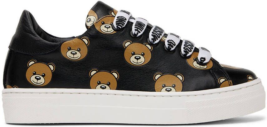Moschino Kids Black Teddy Print Sneakers - Picture 4