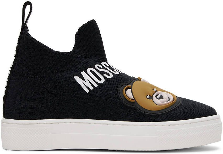 Moschino Kids Black Teddy Sock High Sneakers - Picture 4