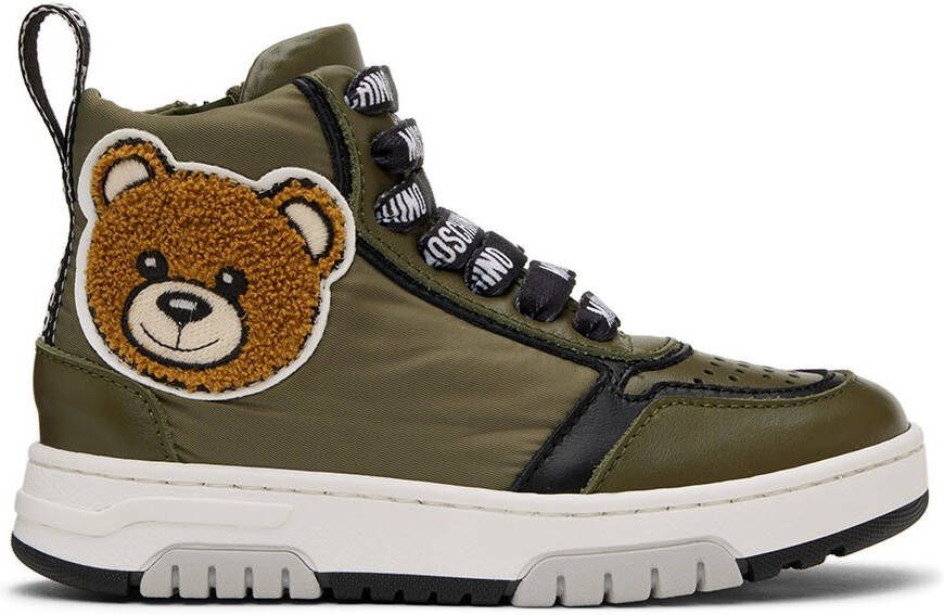 Moschino Kids Khaki Teddy High Sneakers - Picture 4