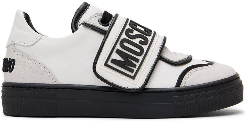 Moschino Kids White & Black Leather Sneakers - Picture 4