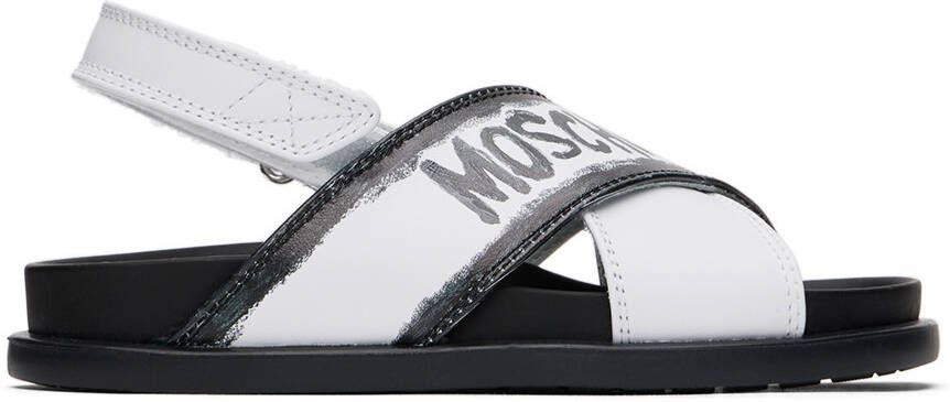 Moschino Kids White Criss-Cross Sandals - Picture 5