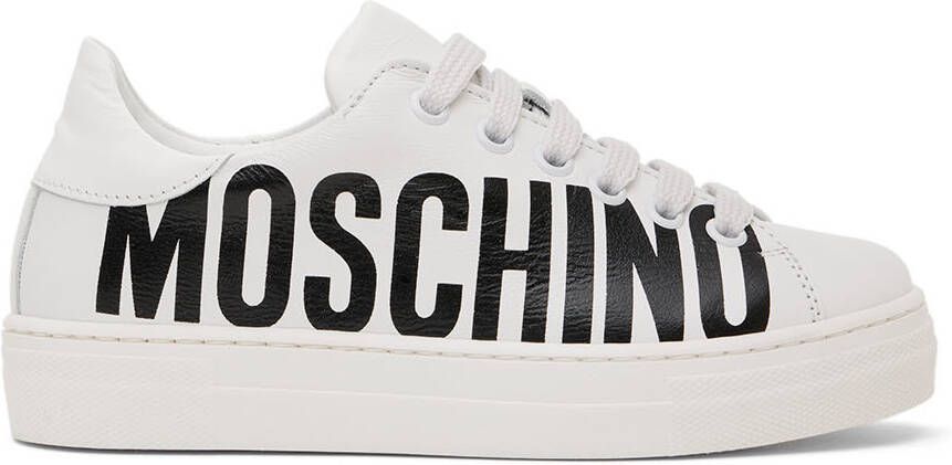 Moschino Kids White Leather Sneakers - Picture 4