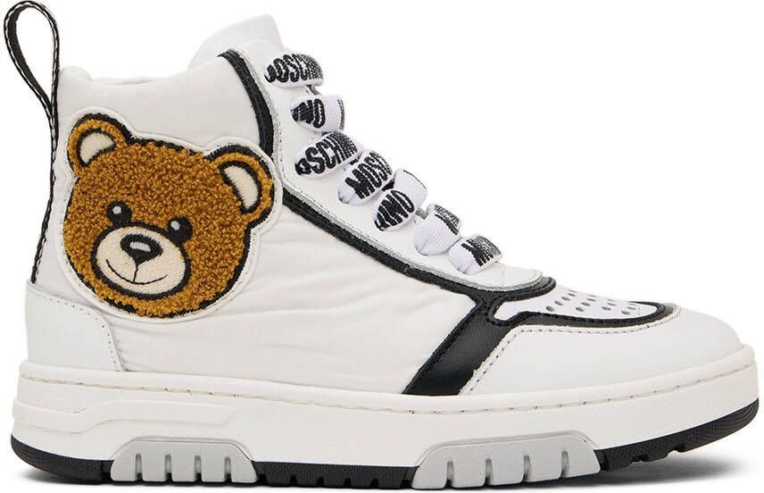 Moschino Kids White Teddy High Sneakers - Picture 4