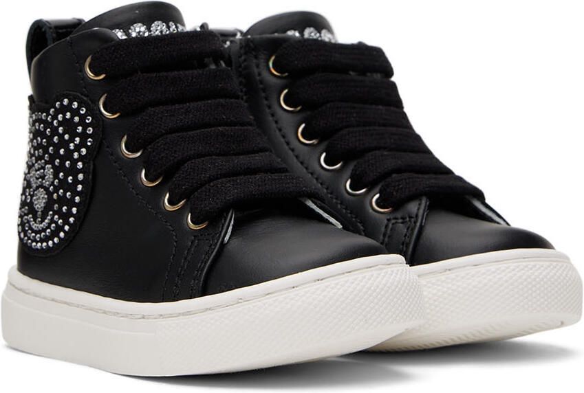 Moschino Baby Black Crystal Teddy High Sneakers - Picture 3